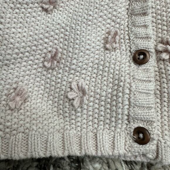 Cynthia Rowley Pink Seed Stitch Cardigan Sweater 3D Floral Baby Girl 6-9 Months - Picture 4 of 6